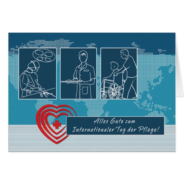 Marca de Pflege. Cartões do Dia das Enfermeiras em (Frente Horizontal)
