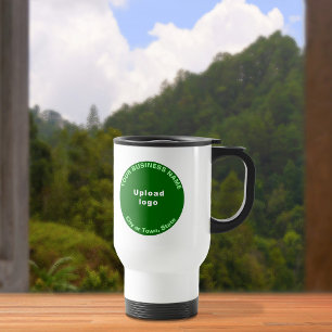 Marca empresarial rodada verde na Caneca de viagem