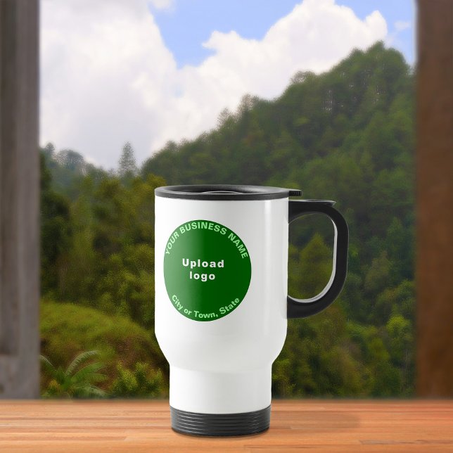 Marca empresarial rodada verde na Caneca de viagem (Criador carregado)