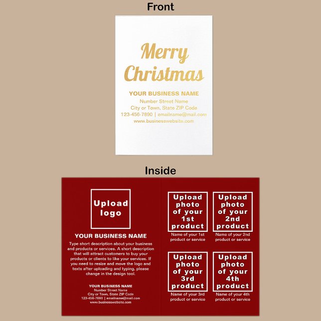Marca Red Business no Cartão de Foil de Natal (Red business brand with products or services on Christmas folded foil card.)