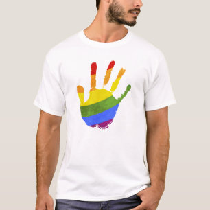 Marca T-Shirt do arco-íris da palma humana