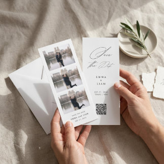 Marcador de data de casamento com código QR e 3 fo