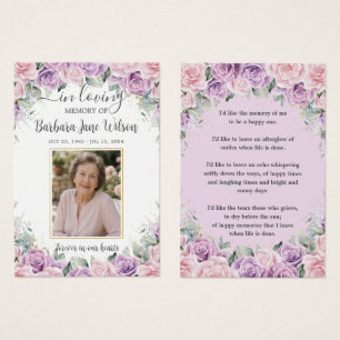 Marcador de Livro Memorial Floral Lilás Rosa Roxo