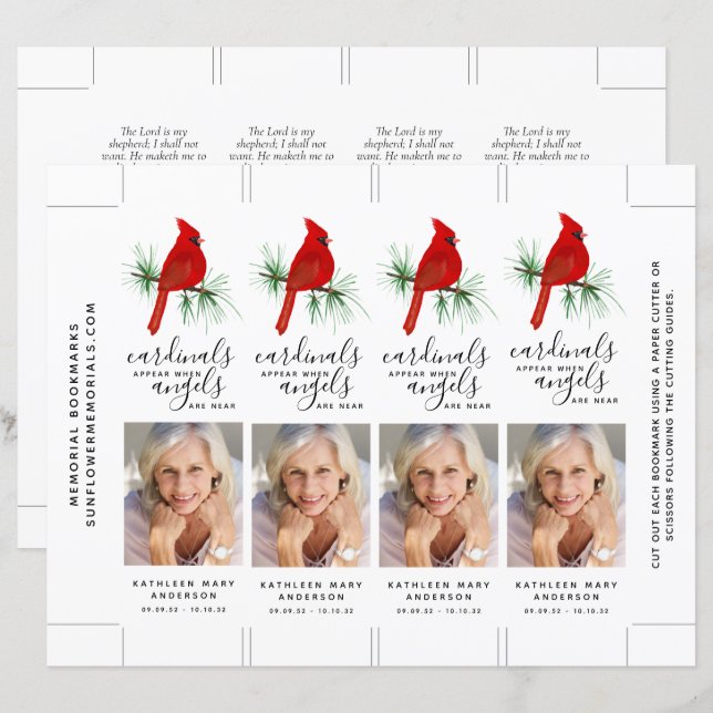 Marcador de Memória do Cardeal Vermelho (Frente/Verso)