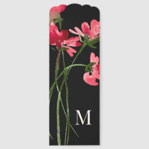Marcador de Página com Monograma Floral Vermelho e