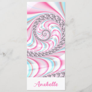 Marcador Fractal Espiral Azul Cor-de-rosa Pastel
