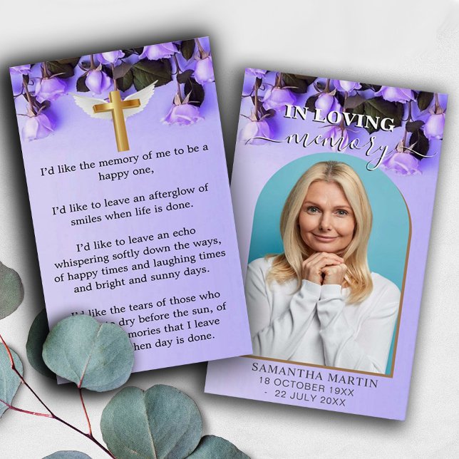 Marcador Funeral Memorial Mínimo de Rosas Roxos (Criador carregado)