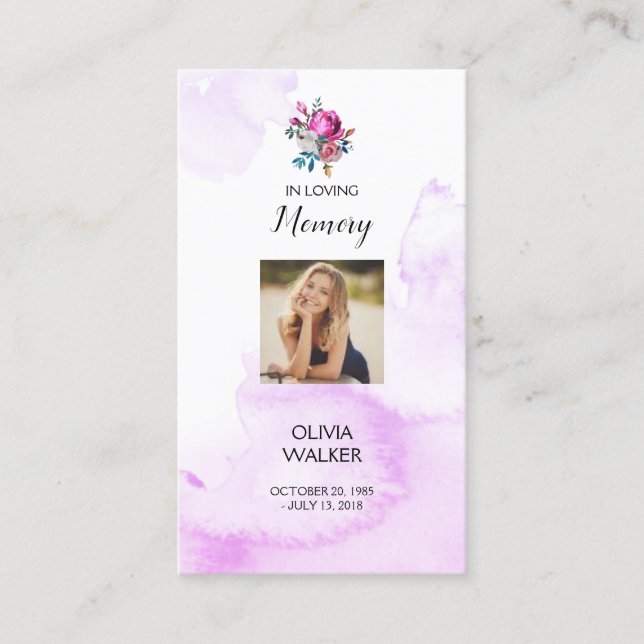 Marcador Funeral Roxo, Cartões de Guarda Funerário (Frente)