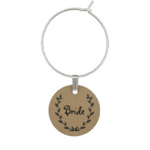 Rustic Kraft & Laurels Wine Charm for the Bride