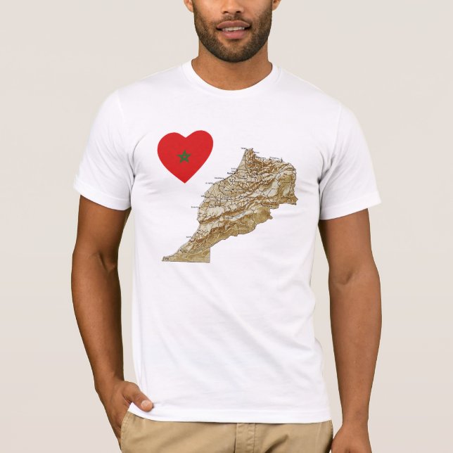 Marcar Sinalizador Coração e Mapear T-Shirt (Frente)