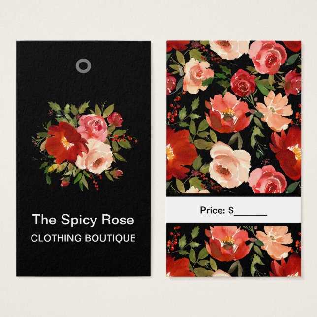 Marcas de preço de rosas florais em aquarela perso (Frente & Verso)