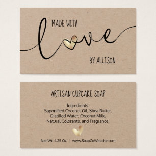 Marcas de Presente Kraft Feitas Com Amor Elegante 