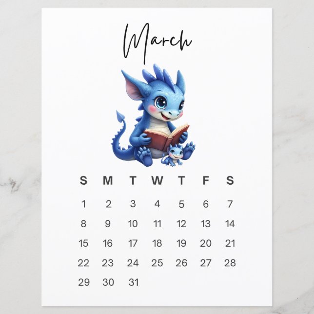 March Baby Dragon Art Print Storybook Dragon (Frente)
