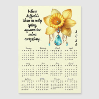March Birth Flower & Stone Calendar