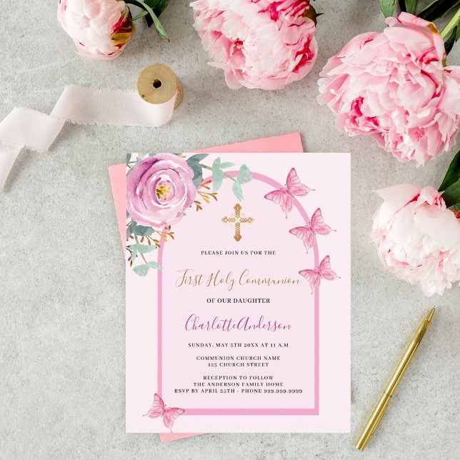 Marcha das borboletas rosa rosa rosa Primeira Comu (Criador carregado)