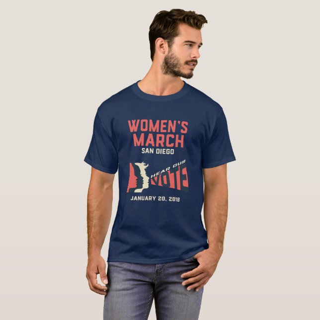 Marcha feminina San Diego - Camiseta oficial de ma (Frente Completa)