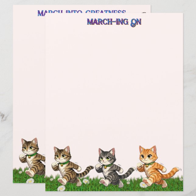 Marching Cats Stationery (Frente/Verso)