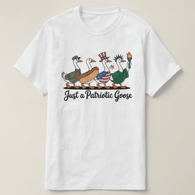 Marching Patriotic Geese T-Shirt Funny 4th of July (Frente do Design)