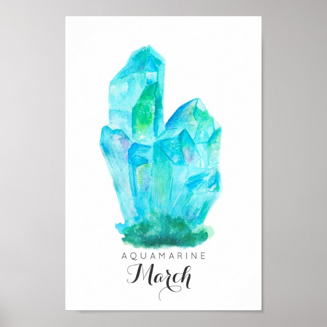 Março Birthstone - Aquamarine Watercolor | POSTER (Frente)