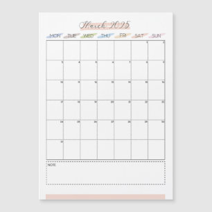 Março de 2025 Calendário Magnético