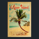 Marco Island Poster Florida Retro Palm Tree Beach<br><div class="desc">Marco Island,  poster de viagens de praia da Flórida.</div>