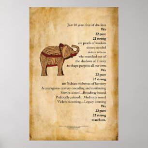 "Março" no poster do pergaminho do elefante do