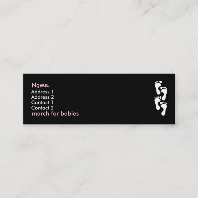 março para o rosa/menina do cartão de visita dos (Frente)