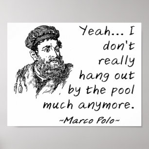 Marco Polo pelo poster engraçado da piscina