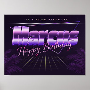 Marcus Name Vorname lila retro Poster Geburtstag