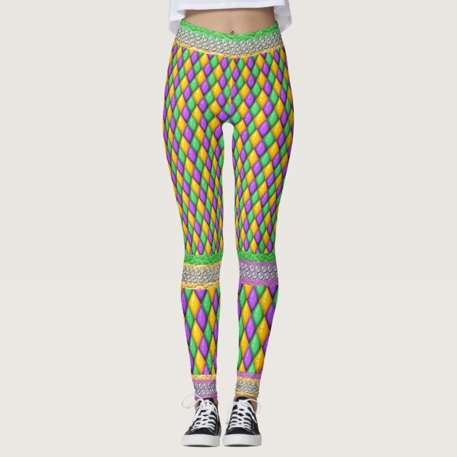 Mardi Gras 6a Diamantes Pop Leggings de Moda (Frente)