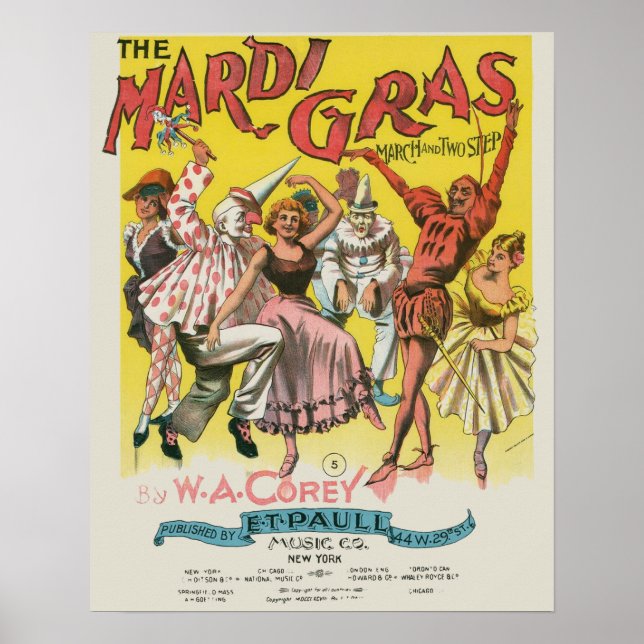 Mardi Gras Antique Yellow Poster (Frente)