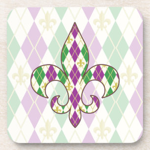 Mardi Gras Argyle Quadrado Porta-copos