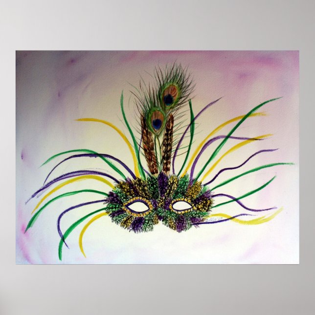 Mardi Gras Carnival Mask Poster Art Impressão (Frente)