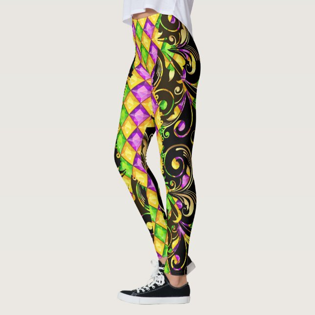 Mardi Gras Diamantes Pop Leggings de Moda (Esquerda)