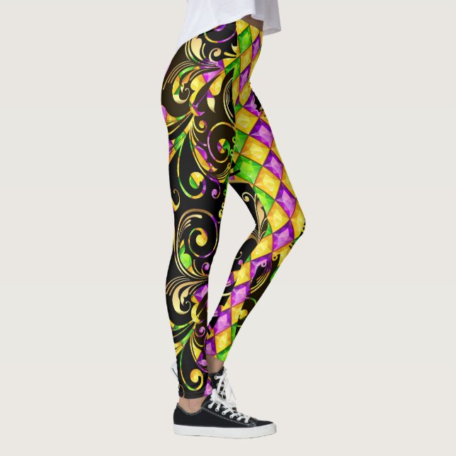 Mardi Gras Diamantes Pop Leggings de Moda (Direita)
