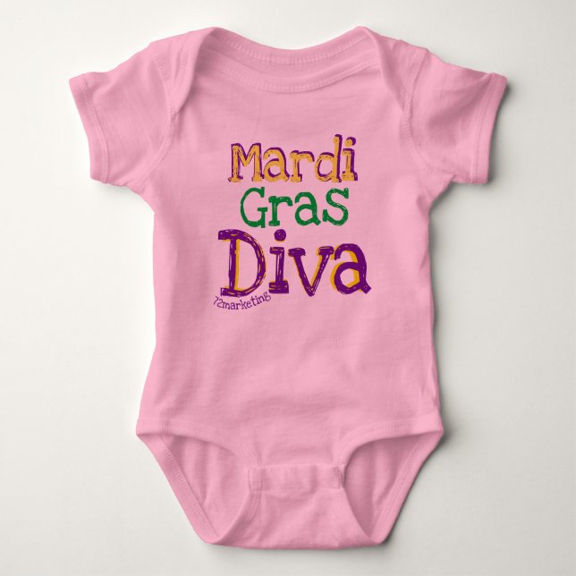 Mardi Gras Diva Camisa Rufflada 72 Bebê marketing (Frente)