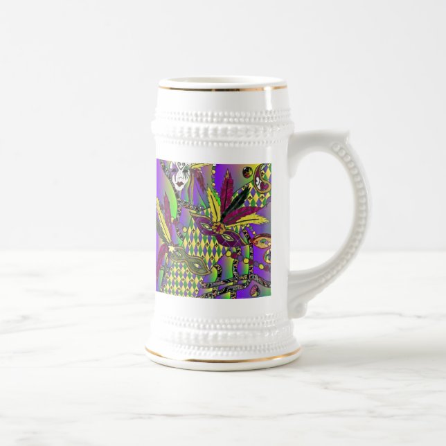 Mardi Gras Feather Máscara Caneca de cerveja de Ce (Direita)