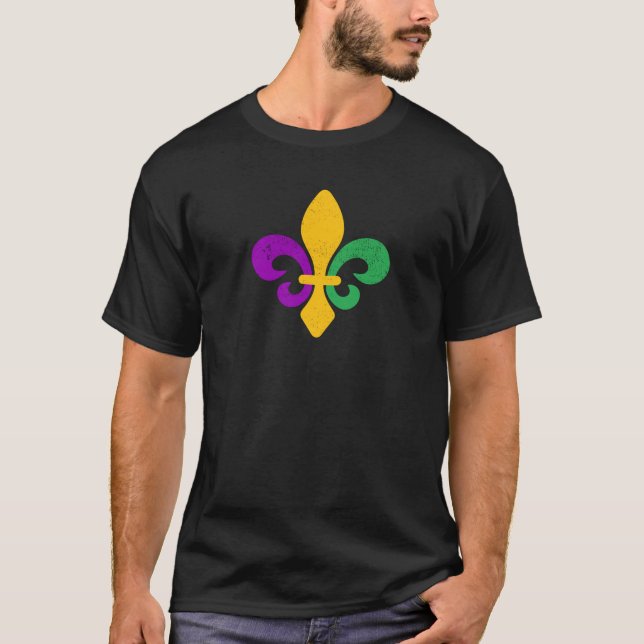 Mardi Gras Fleur De Lis T-Shirt (Frente)