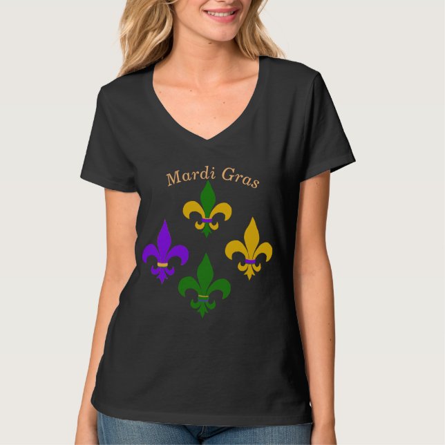 Mardi Gras Fleur de Lis T-Shirt (Frente)
