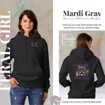 Mardi Gras Garota Selvagem Guaxinim Moletom com Ca