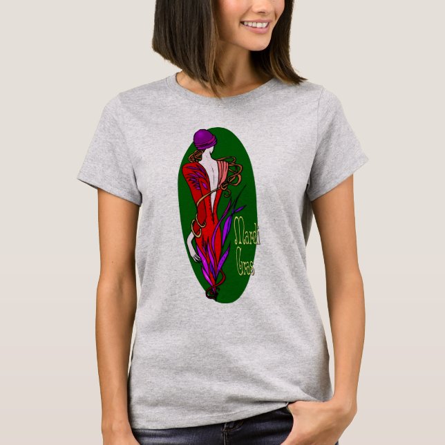 Mardi Gras Lady T-Shirt Elegante (Frente)