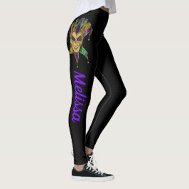 Mardi Gras Leggings Black Mask Name