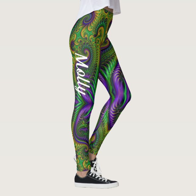 Mardi Gras Leggings Dourado Black Purple Green Nam (Direita)