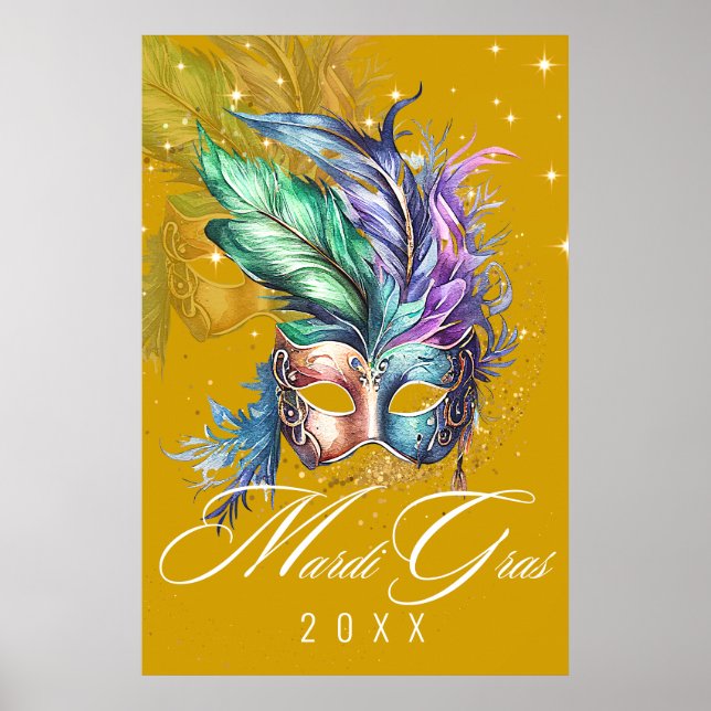 Mardi Gras Mascarada Mask | POSTER DOURADA (Frente)