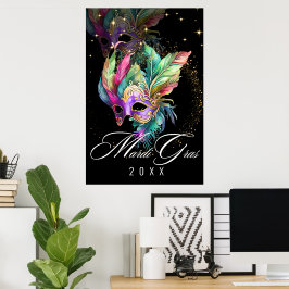Mardi Gras Mascarada Mask | Poster preto
