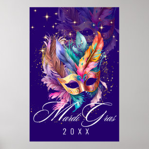 Mardi Gras Mascarada Mask Poster púrpura