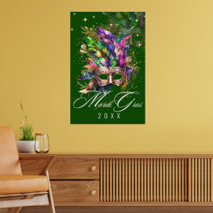Mardi Gras Mascarada Mask Poster Verde