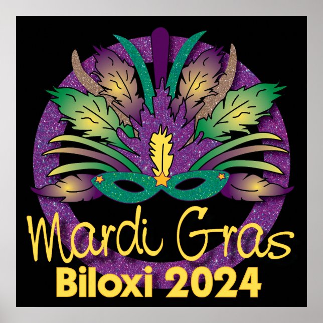 Mardi Gras Mask Poster - 2024 - Biloxi, MS (Frente)