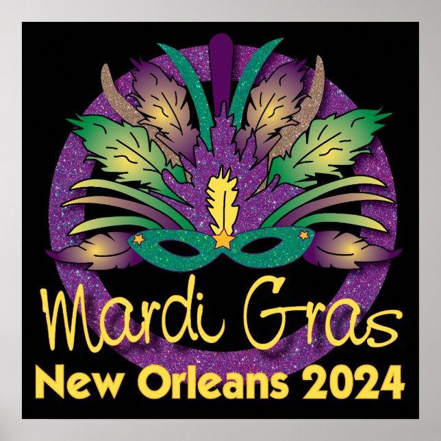 Mardi Gras Mask Poster - 2024 - Nova Orleans (Frente)