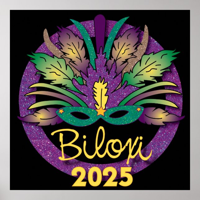 Mardi Gras Mask Poster - 2025 - Biloxi, MS (Frente)